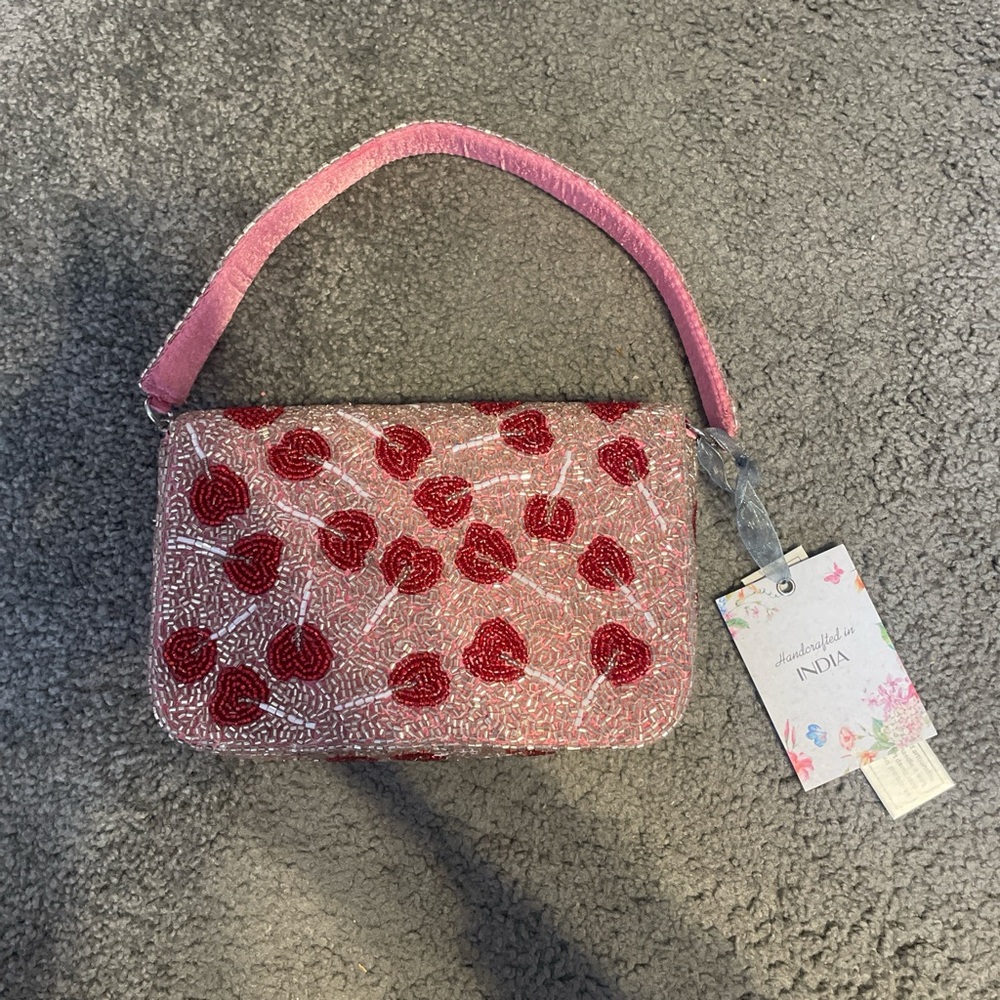 NWT Heart Lollipop Beaded Bag